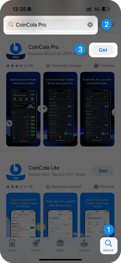 Inicie sesión en la App Store, busque 'CoinCola Pro' y descargue la aplicación.