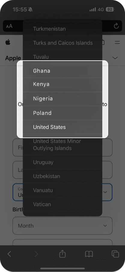 Seleccionar país/región